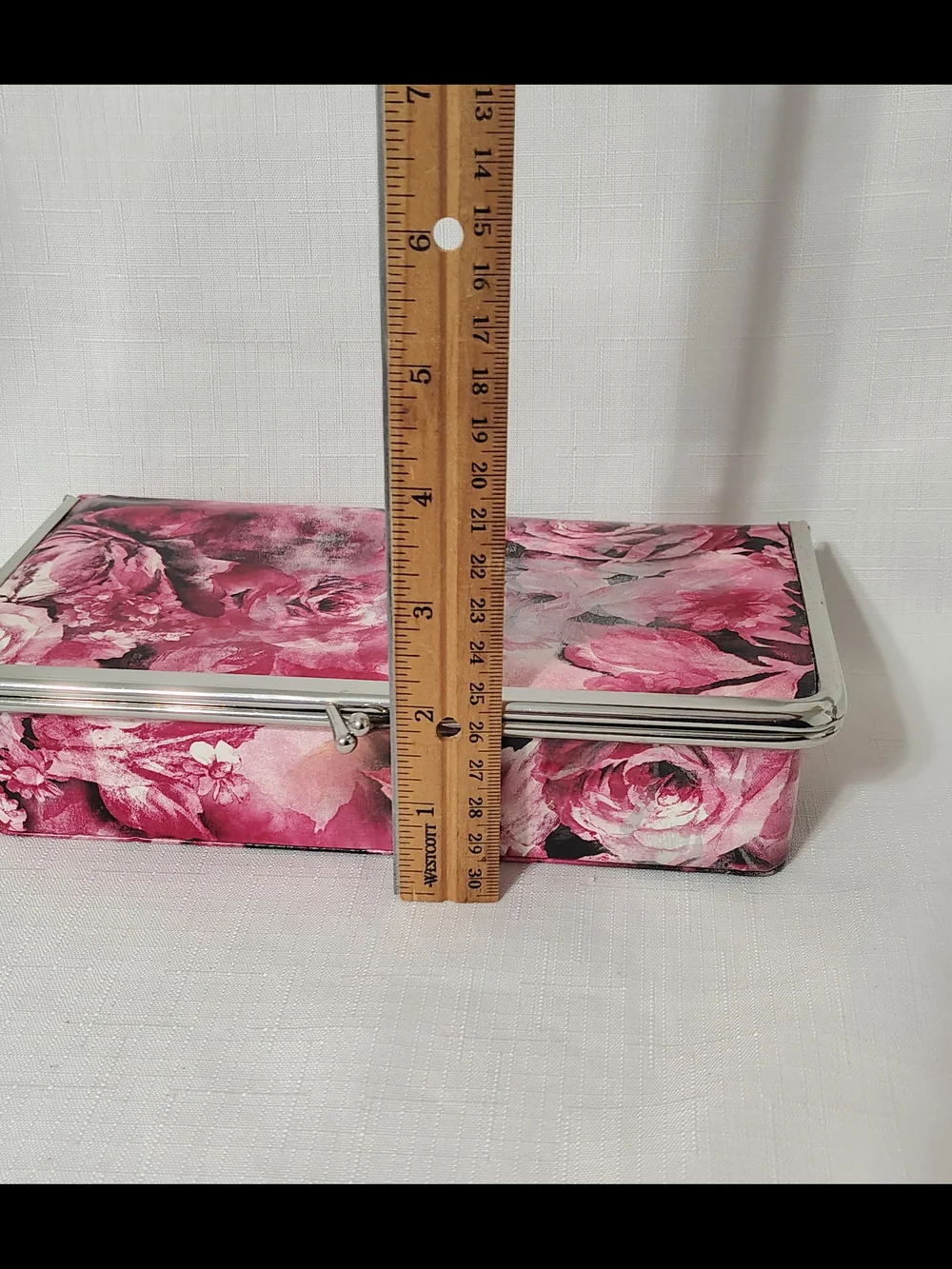Floral Tapestry Vinyl Travel Jewelry Box Snap Close For Rings Necklaces Brooches